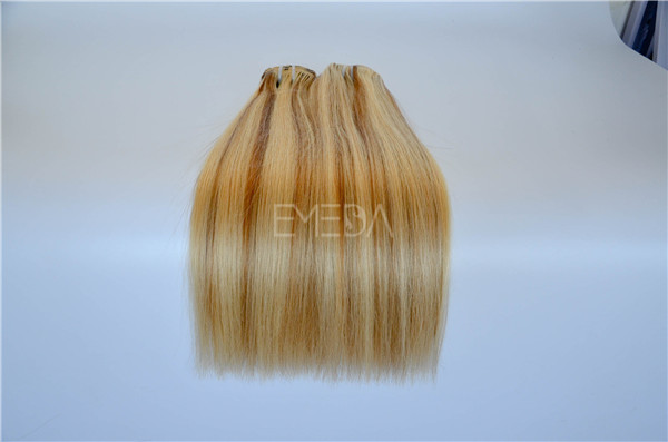 P-color double drawn remy human hair weave  ZJ0065